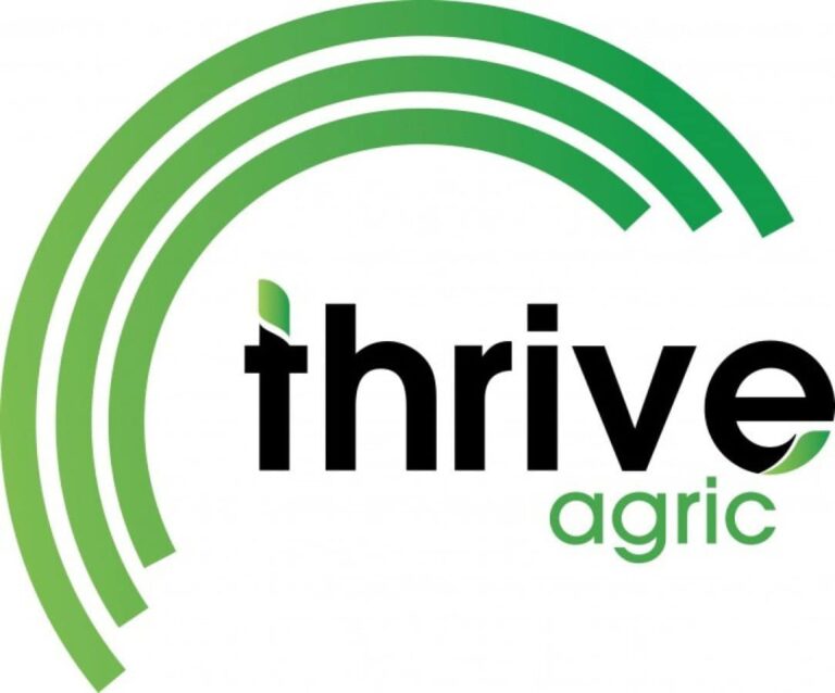 Thrive Agric logo with green circular arcs