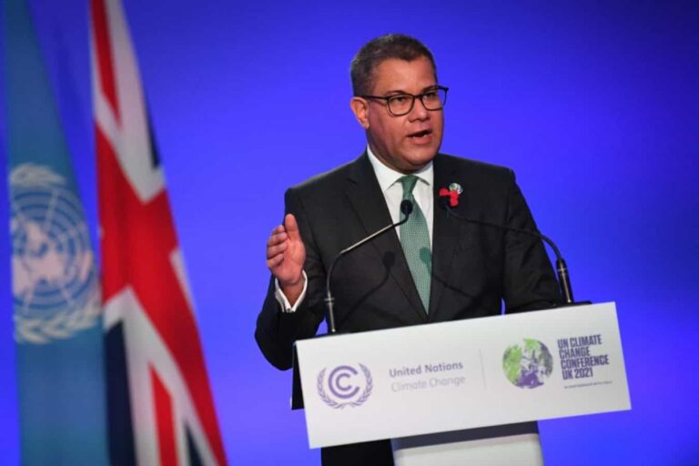 Speaker at UN Climate Change Conference 2021 podium