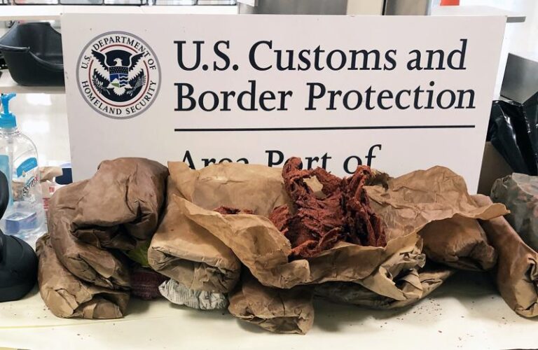 Seized dried meat at US Customs checkpoint
