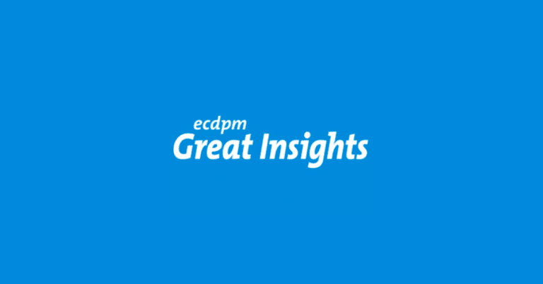 ECDPM Great Insights logo on blue background