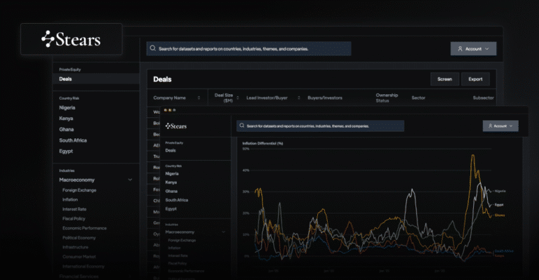 Stears financial dashboard with deals and inflation chart