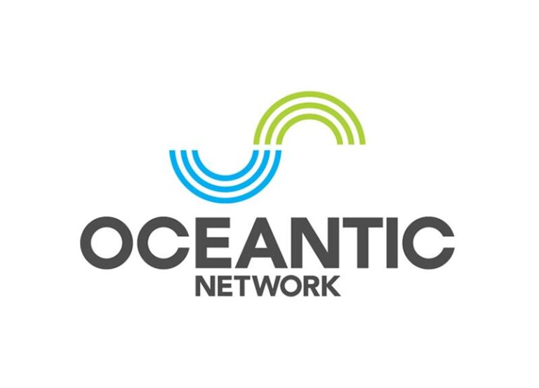 Oceantic Network logo with blue and green wave arcs