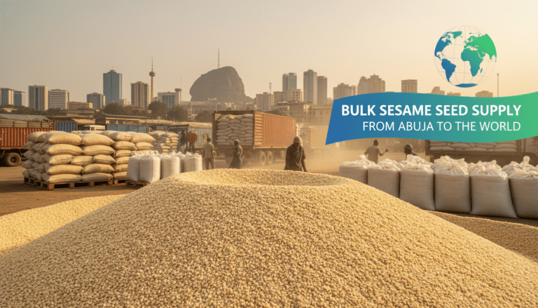 Bulk sesame seed sacks and trucks in Abuja