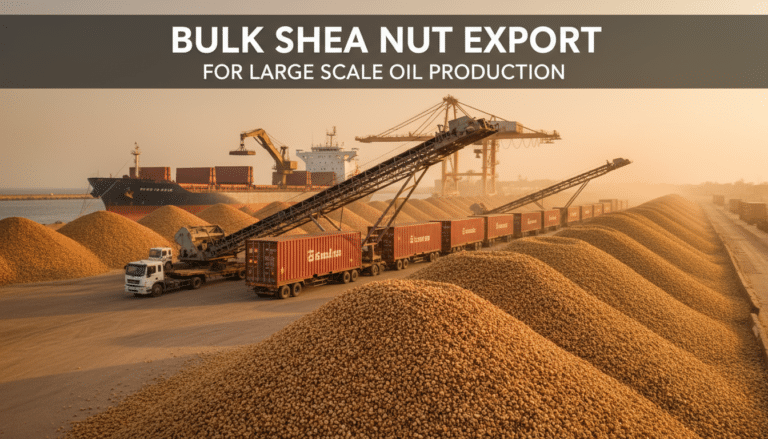 Bulk shea nuts being loaded for export