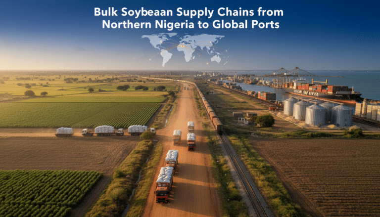 Soybean trucks travelling from farms to seaport