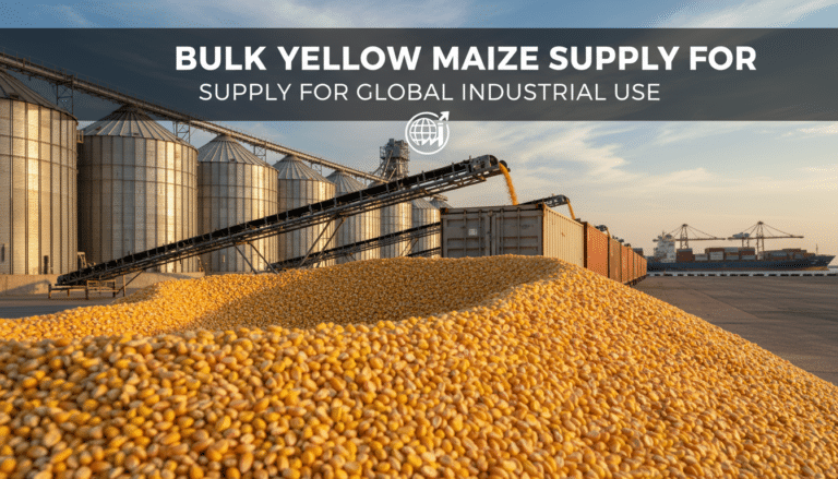 Bulk yellow maize loading at industrial port silos