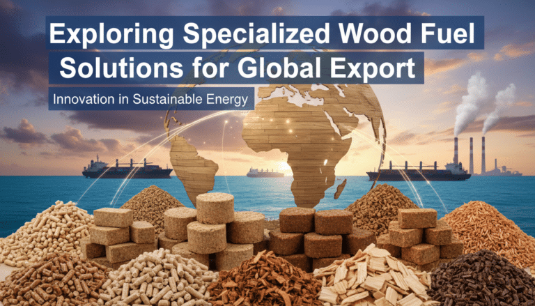Wood fuel pellets and briquettes for global export
