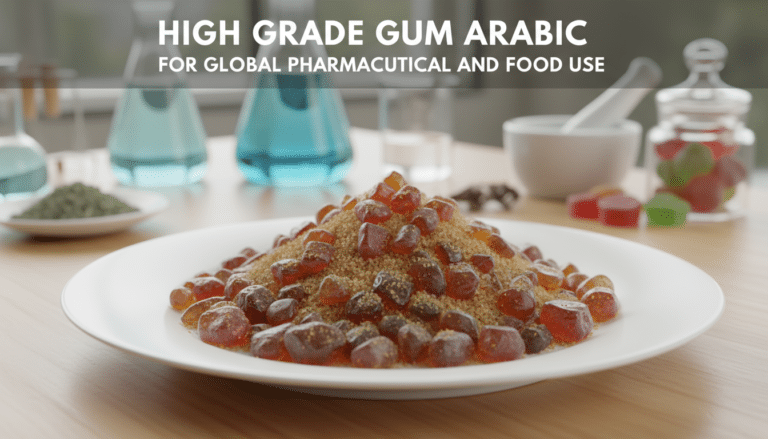 Plate of gum arabic resin and powder in laboratory