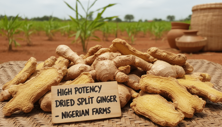 Dried split ginger roots from Nigerian farms