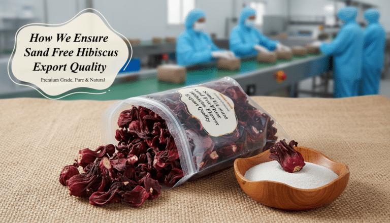 Dried hibiscus packaging on factory production line