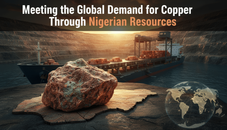 Copper mine and cargo ship exporting Nigerian copper