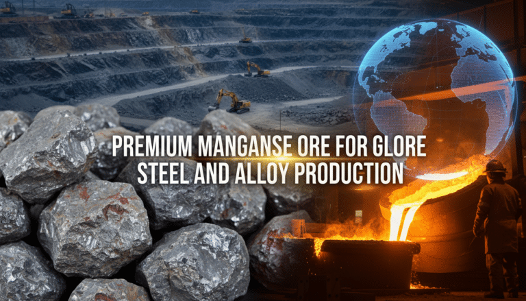 Manganese ore mining and molten steel production scene