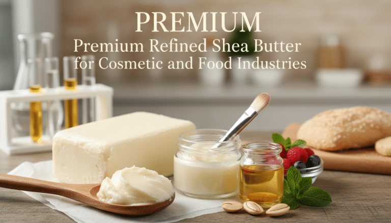 Premium refined shea butter with oil and cosmetics