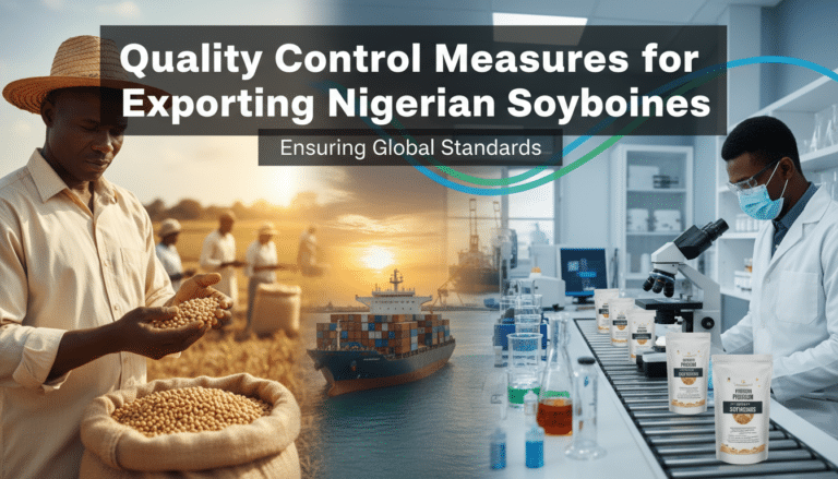 Farmer, cargo ship and laboratory testing soybeans