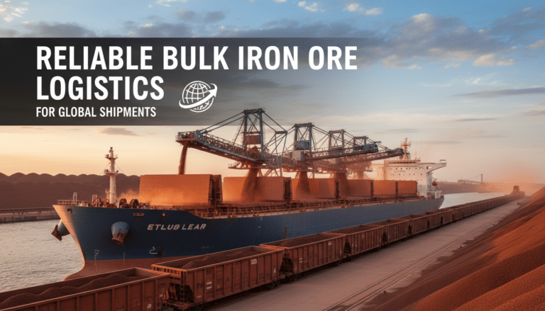 Bulk carrier loading iron ore at port terminal