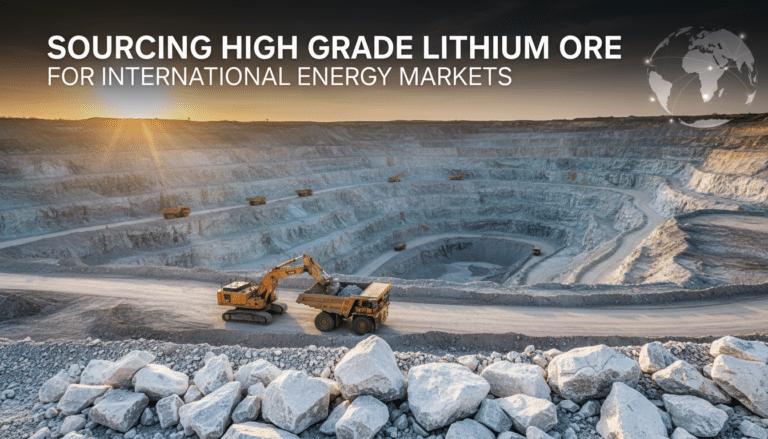 Open-pit lithium mine with excavators and haul trucks