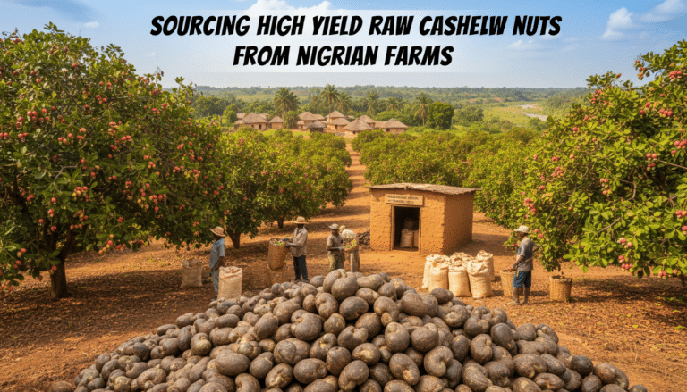 Cashew farmers harvesting raw nuts in Nigeria