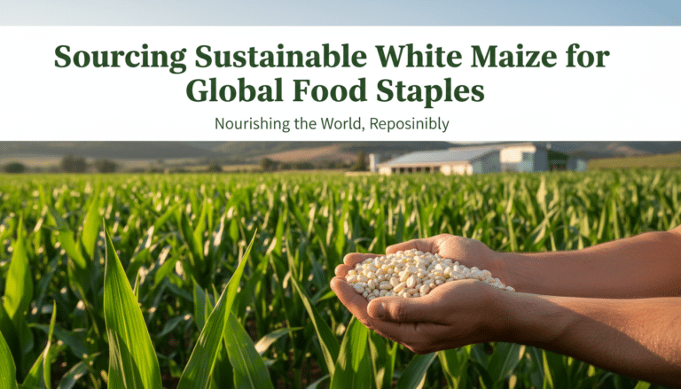 Hands holding white maize in green field