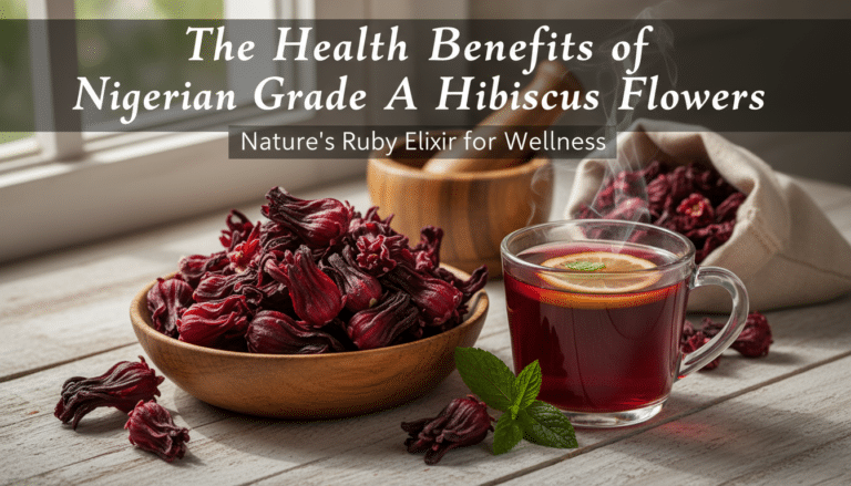 Dried hibiscus flowers and steaming hibiscus tea cup