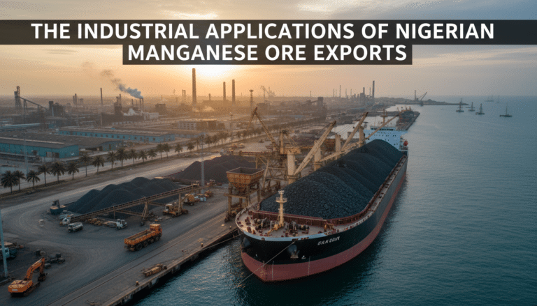 Cargo ship loading manganese ore at Nigerian port