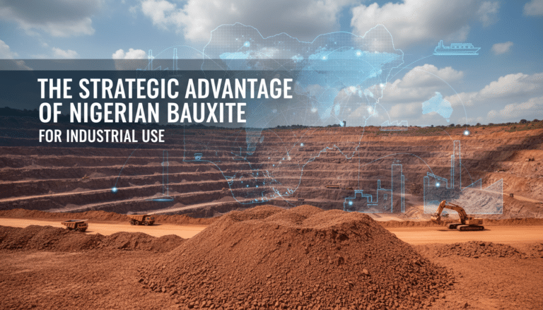 Open-pit bauxite mine with Nigeria industrial overlay
