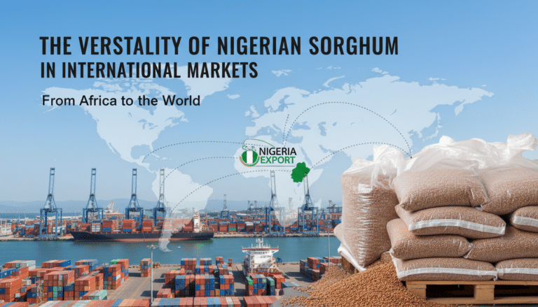 Nigerian sorghum export sacks at international shipping port
