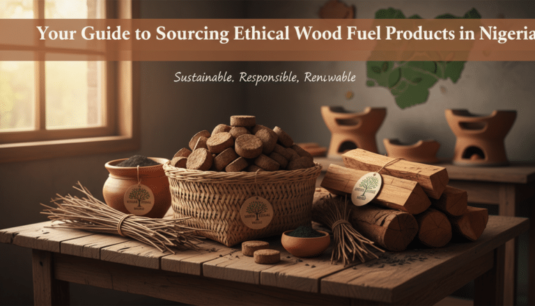 Ethical wood fuel products display in Nigeria